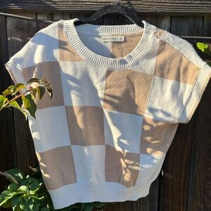 Moon & Madison Cream and Tan Knit Sweater